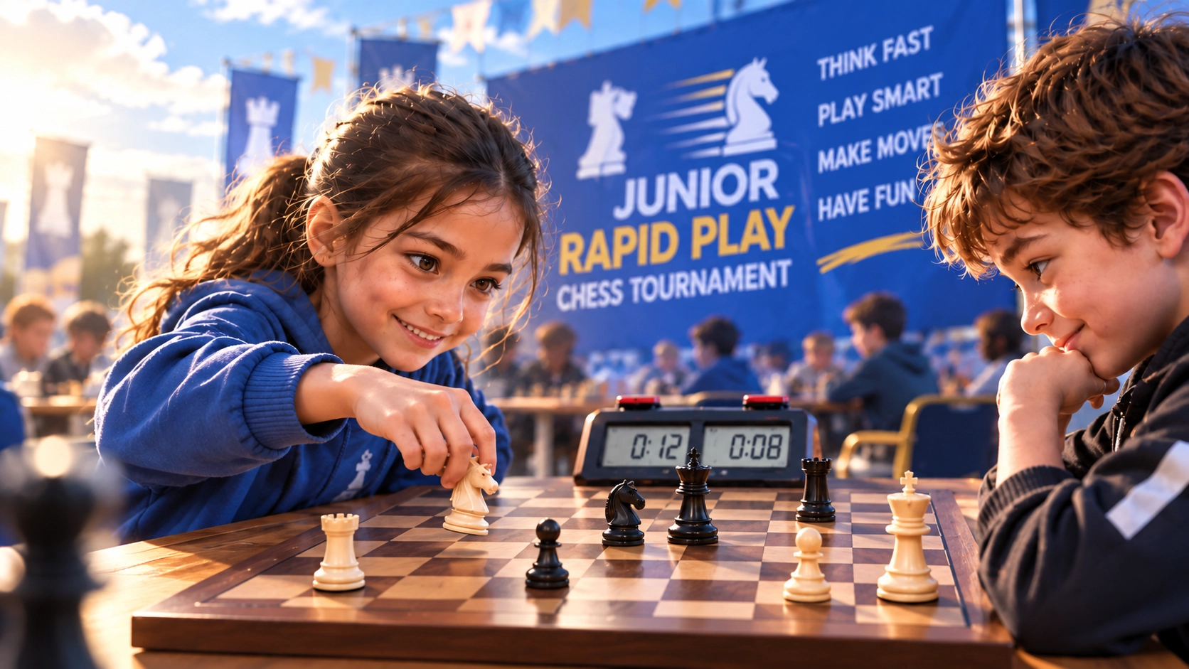 Young chess players at a tournament