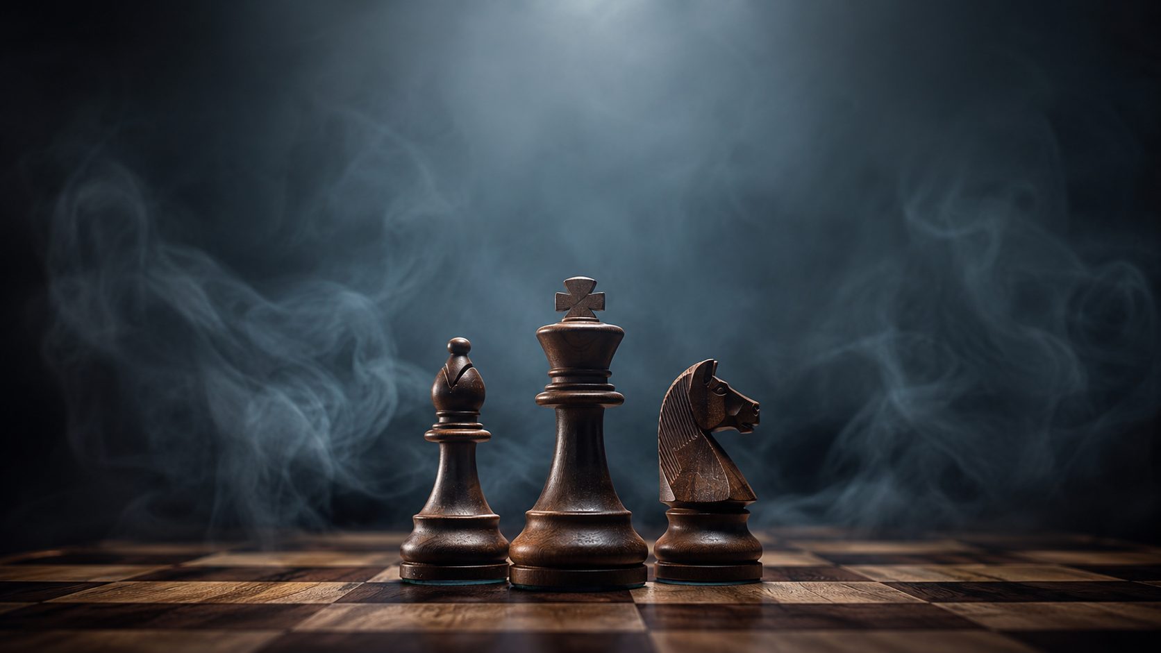 Chess pieces on a board